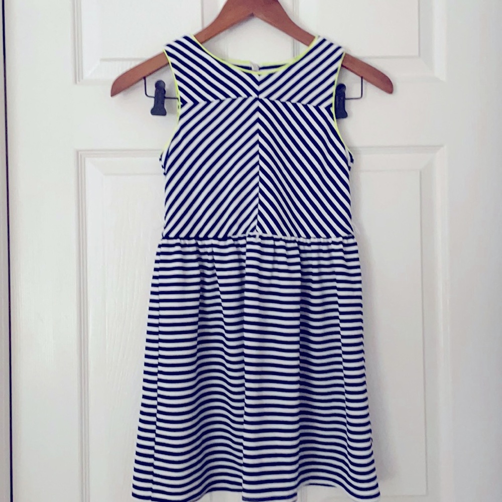 Sequin Hearts Girls blue/white striped dress. 12